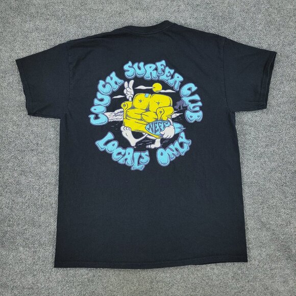 NEFF Shirt Men's Large Black Couch Surfer Club Graphic Crew Neck Short Sleeve - Picture 7 of 12
